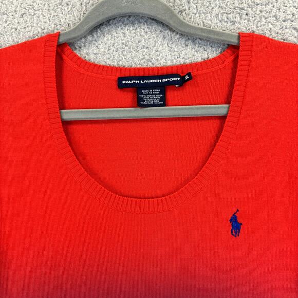 Ralph Lauren Sport Sweaters - Ralph Lauren Sport Sweater Womens  XL Red Merino Wool Long Sleeve Jumper Pony